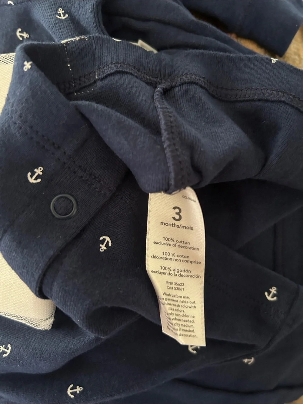 Carter's Navy Long Sleeve Nautical Baby 3 Piece Set with Whale Bodysuit 3M NWT